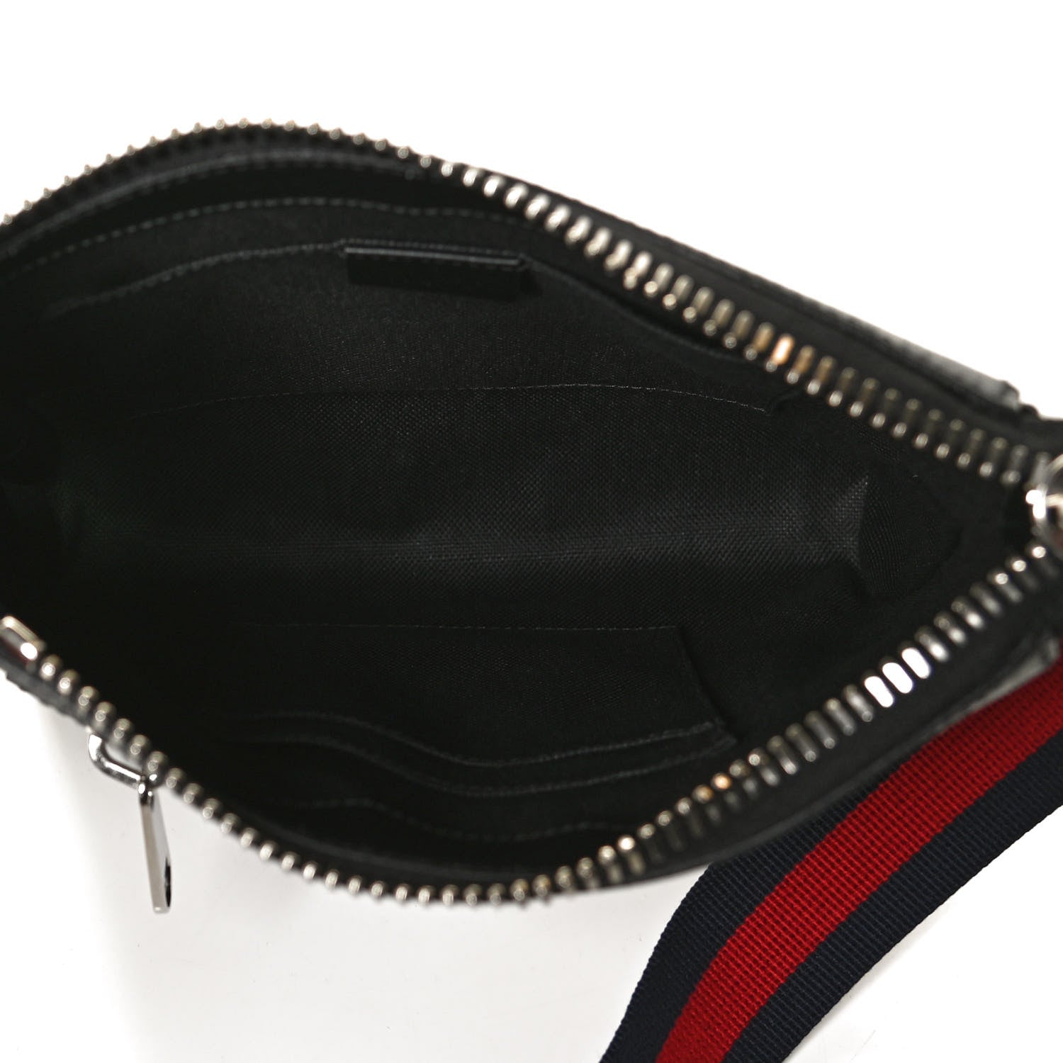 Gucci GG Supreme Monogram Web Small Flat Messenger Bag Black Grey 5 of 10