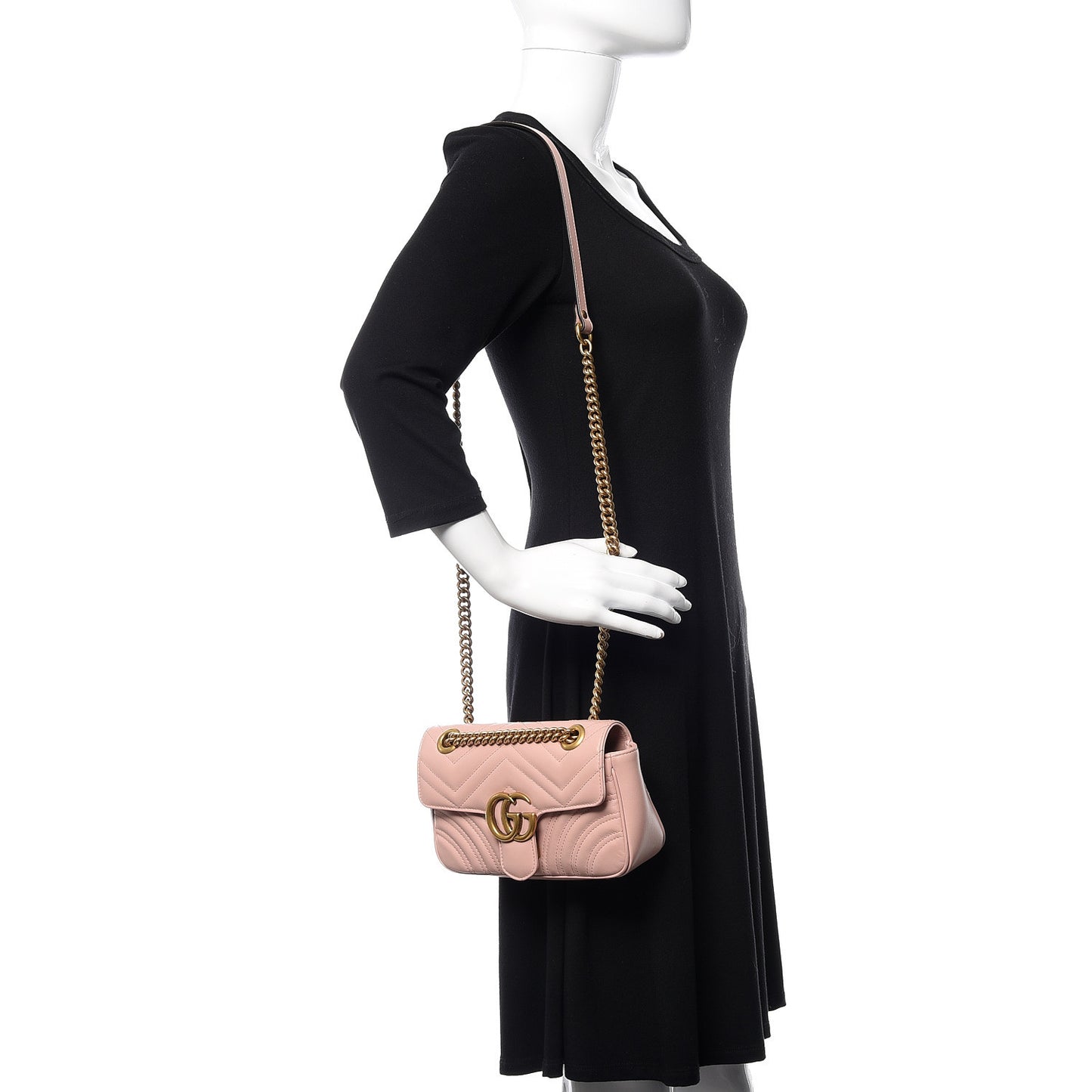 Calfskin Matelasse Mini GG Marmont Shoulder Bag Perfect Pink