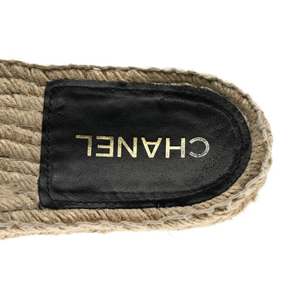 Chanel Wool Laminated Lambskin CC Slide Sandals 39 Black Gold 8 of 10