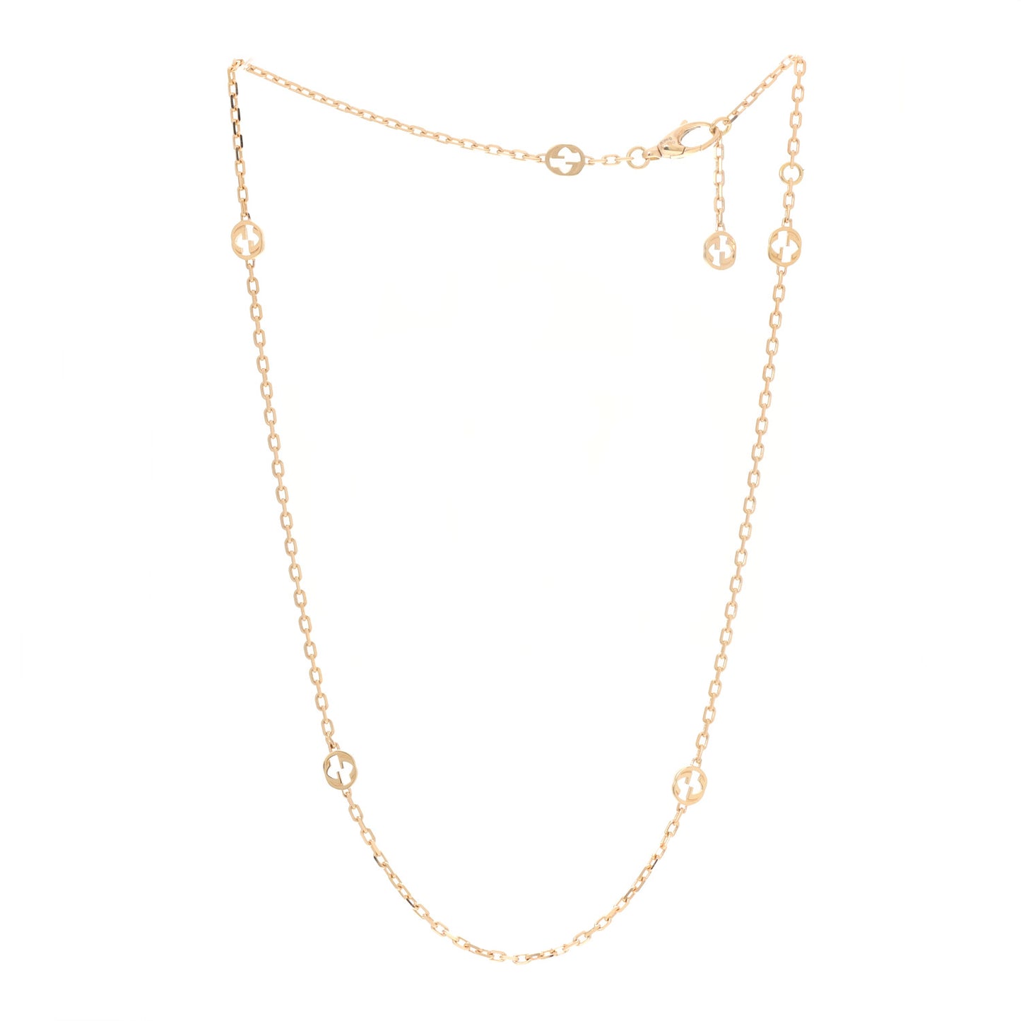 18K Yellow Gold Running GG Station Necklace