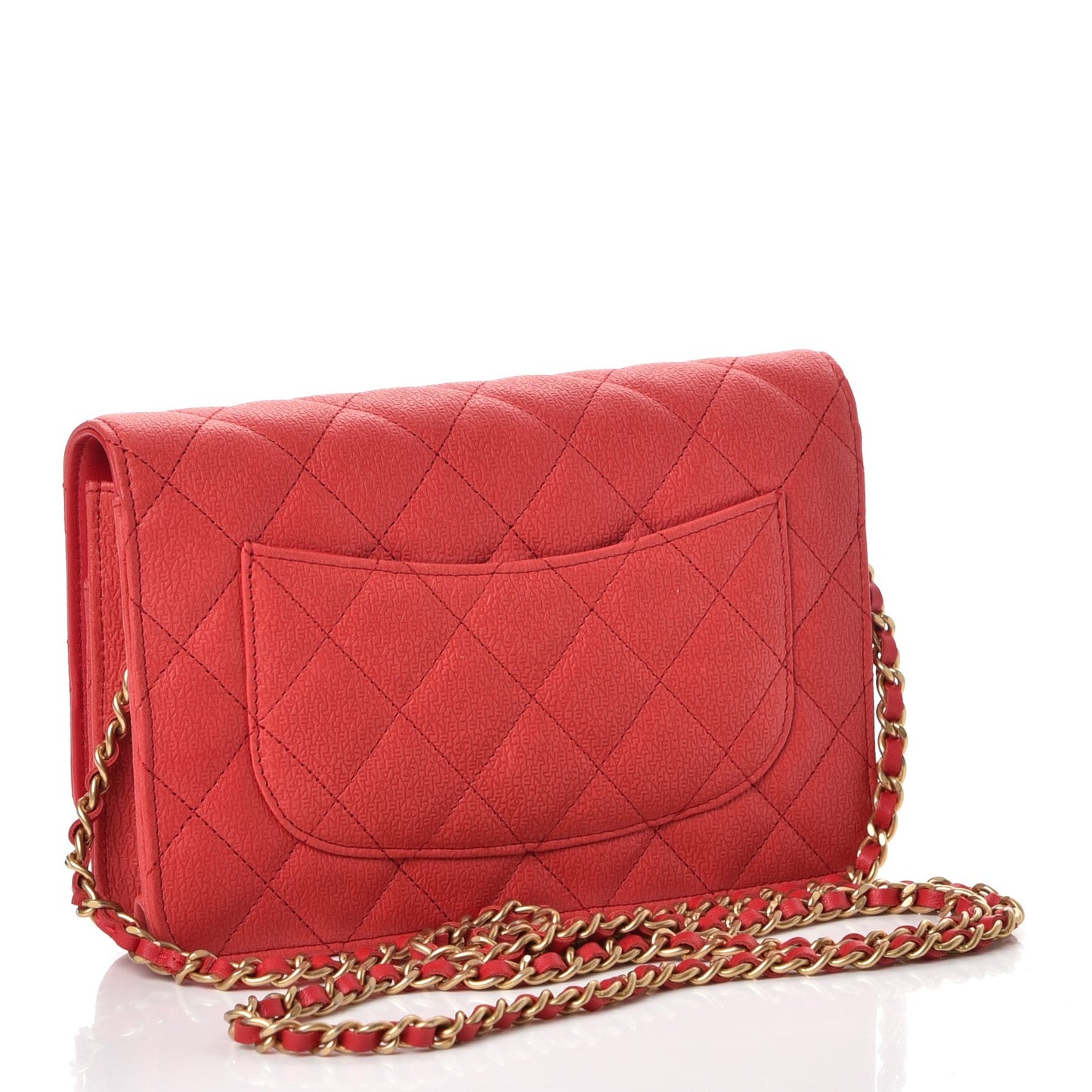 Letter Calfskin Embossed Quilted Wallet On Chain WOC Red