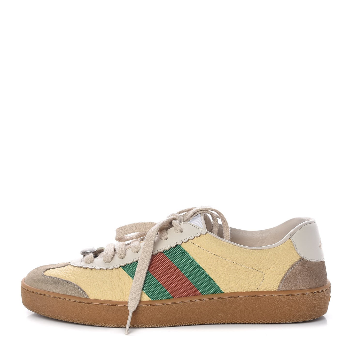 Calfskin Suede Web Mens G74 Sneakers 5 Oatmeal Burro New Mystic White
