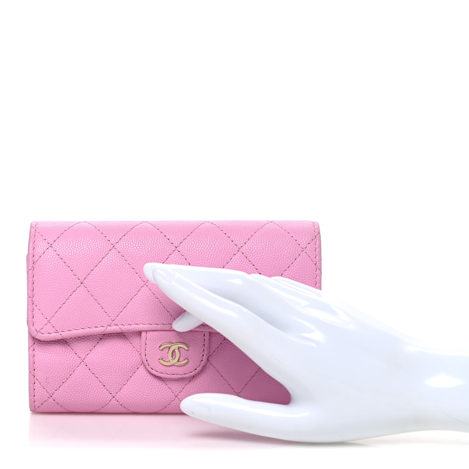 Chanel Caviar Quilted Medium Flap Wallet Pink 2 of 9
