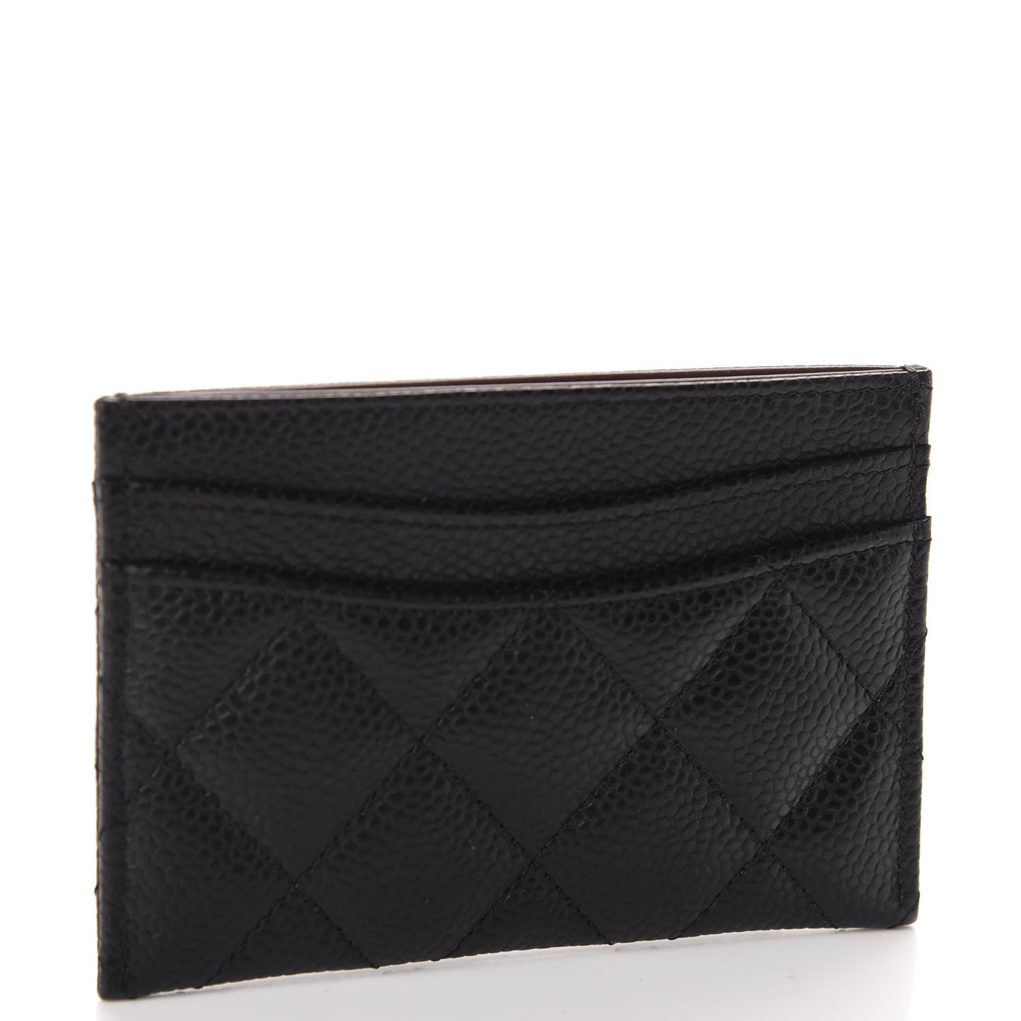 Caviar Quilted Flap Card Holder Black