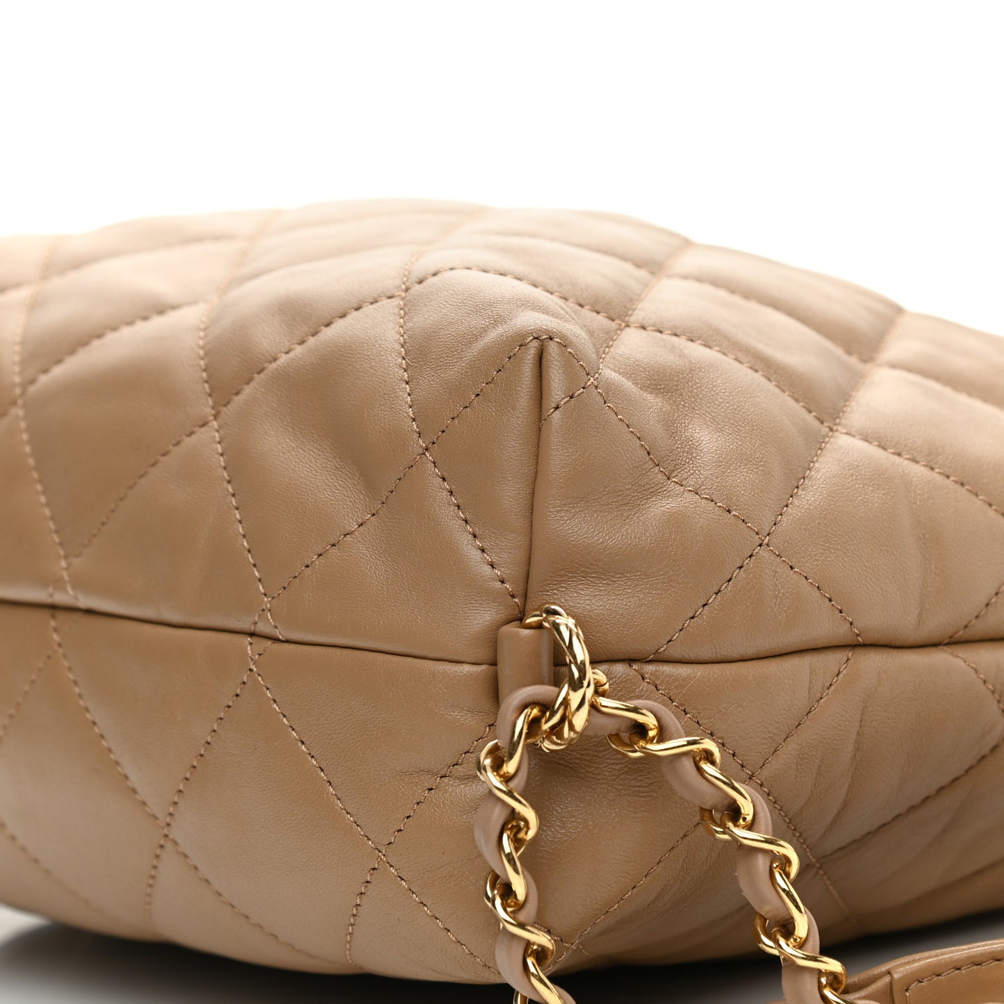 Lambskin Quilted Hobo Beige