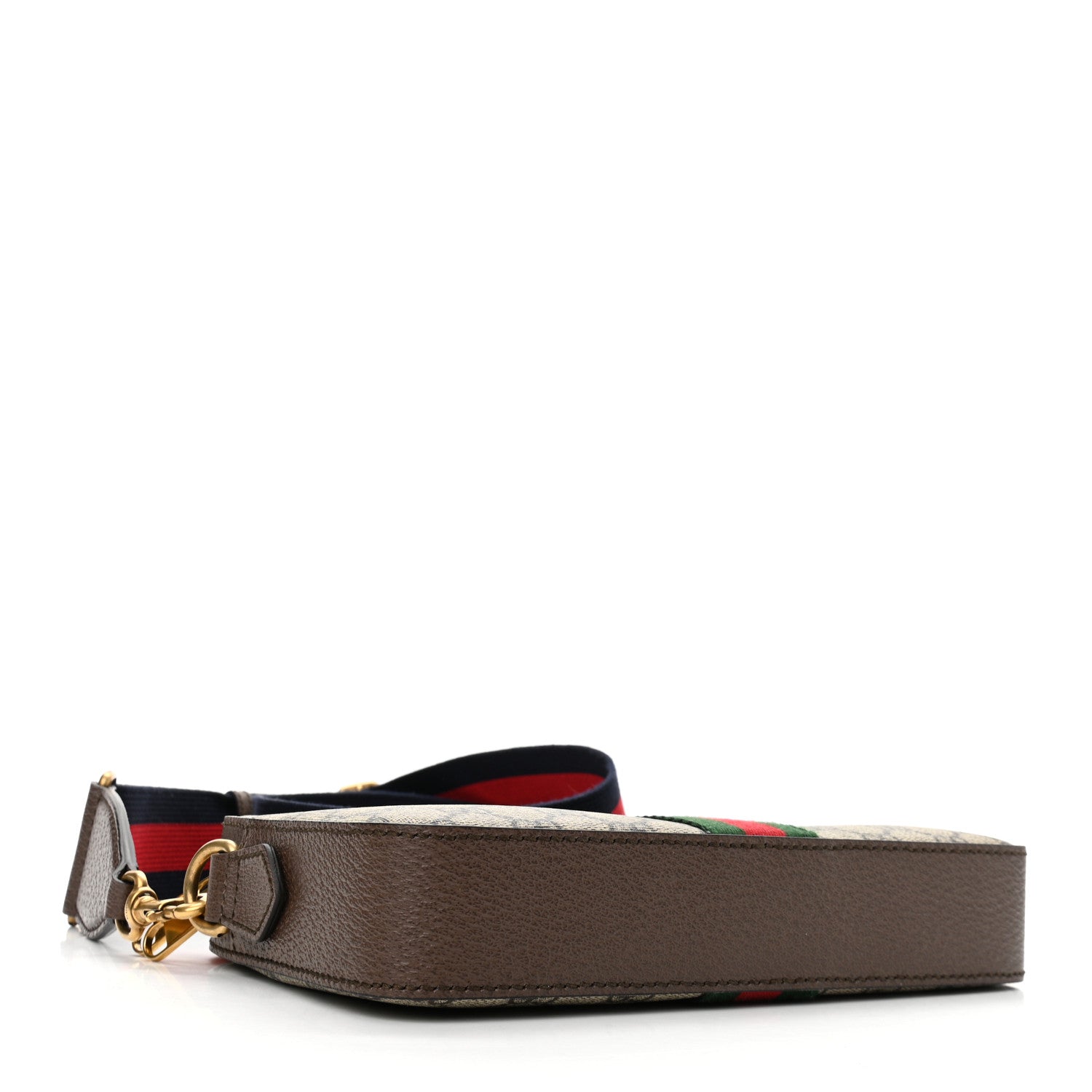 Gucci GG Supreme Monogram Textured Dollar Calfskin Web Ophidia Wristlet Shoulder Bag Beige Ebony New Acero 4 of 12