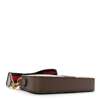 Gucci GG Supreme Monogram Textured Dollar Calfskin Web Ophidia Wristlet Shoulder Bag Beige Ebony New Acero 4 of 12