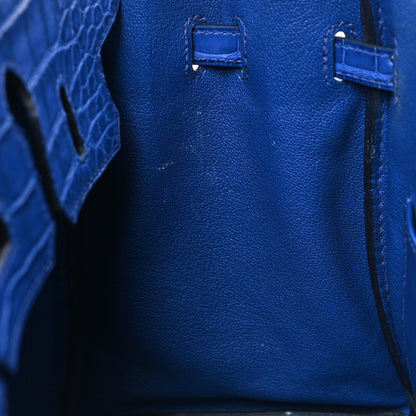 Hermes Togo Matte Alligator Birkin Touch 25 Bleu Royal 13 of 18