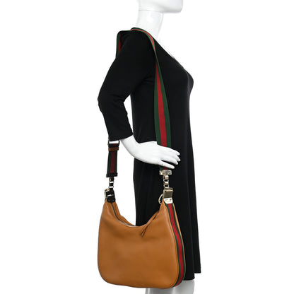 Gucci Aria Calfskin Web Large Attache Shoulder Bag Dark Orange 2 of 8