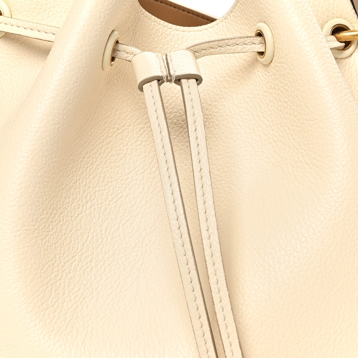 Grained Calfskin Marcie Bucket Bag Misty Ivory