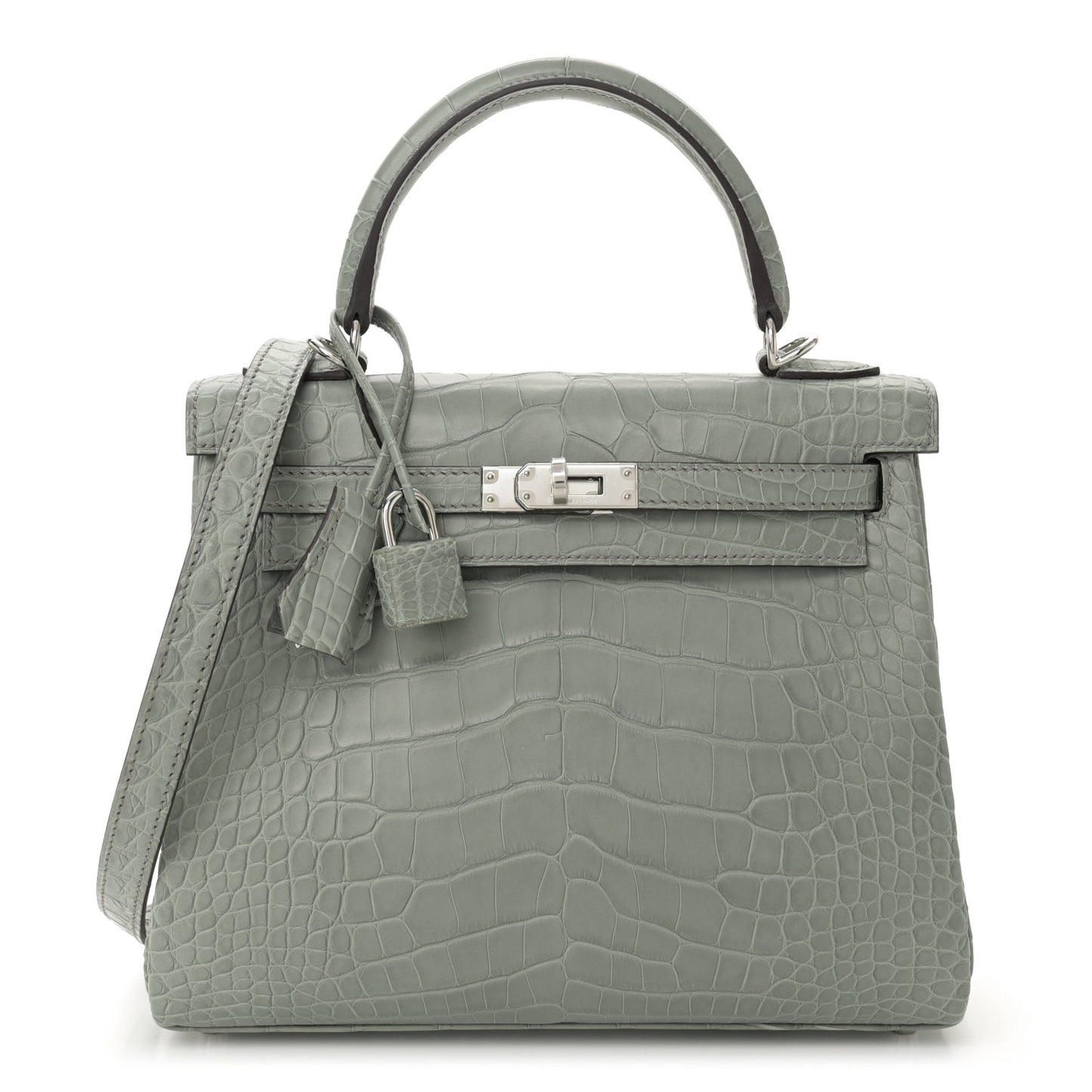 Matte Alligator Kelly Retourne 25 Gris Ciment