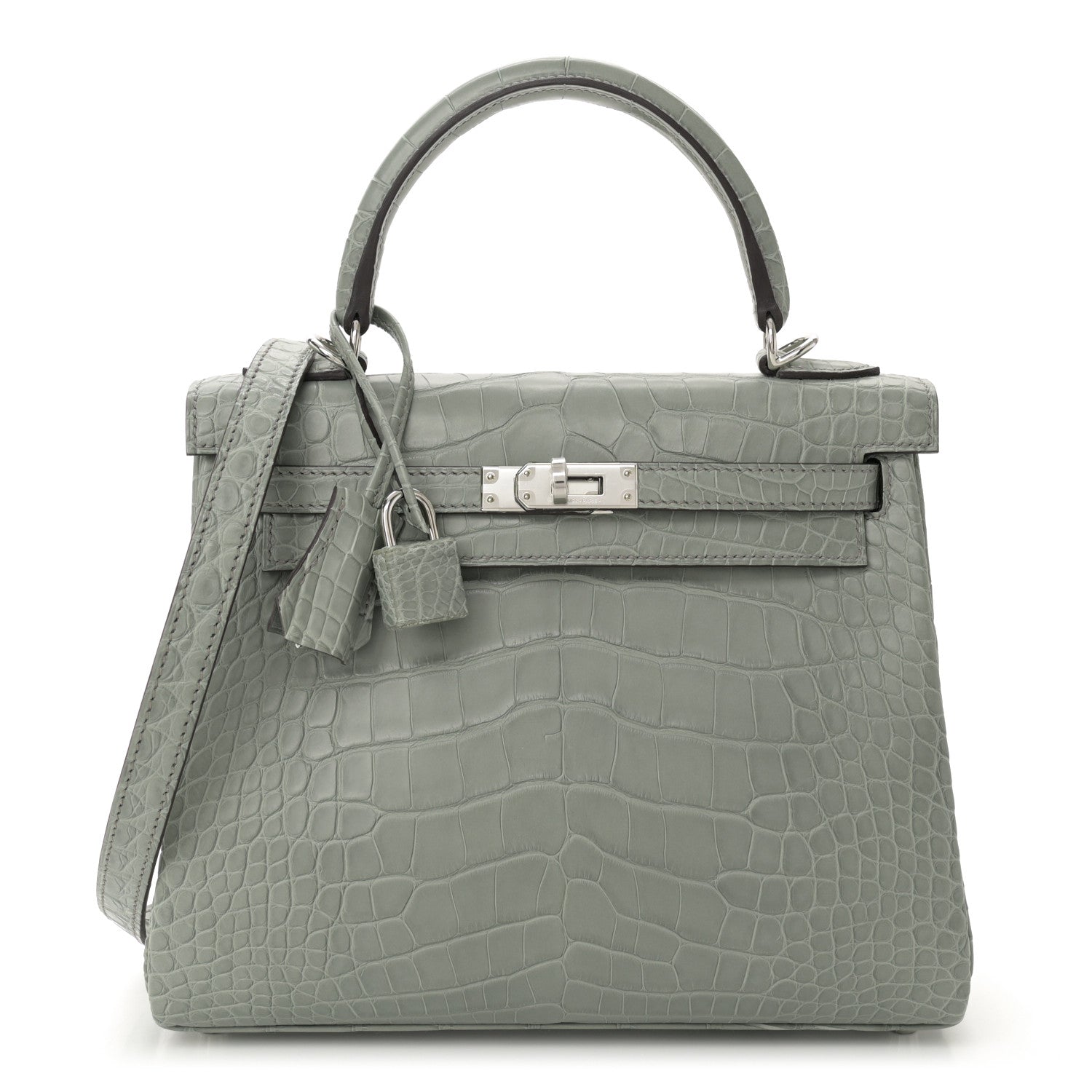 Hermes Matte Alligator Kelly Retourne 25 Gris Ciment 1 of 10