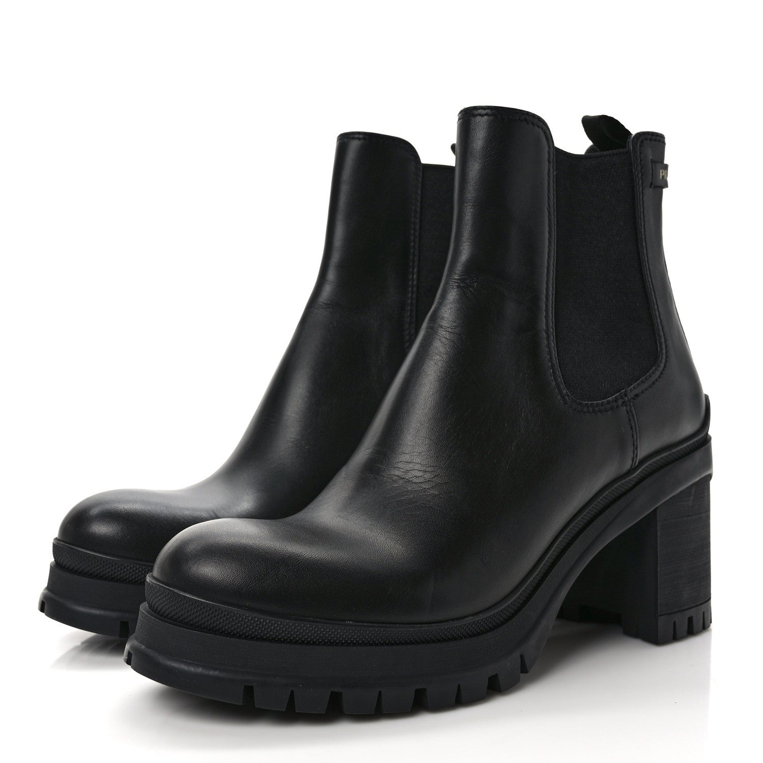 Prada Vitello Montana Lug Sole Chelsea 55mm Boots 39 Black 3 of 8
