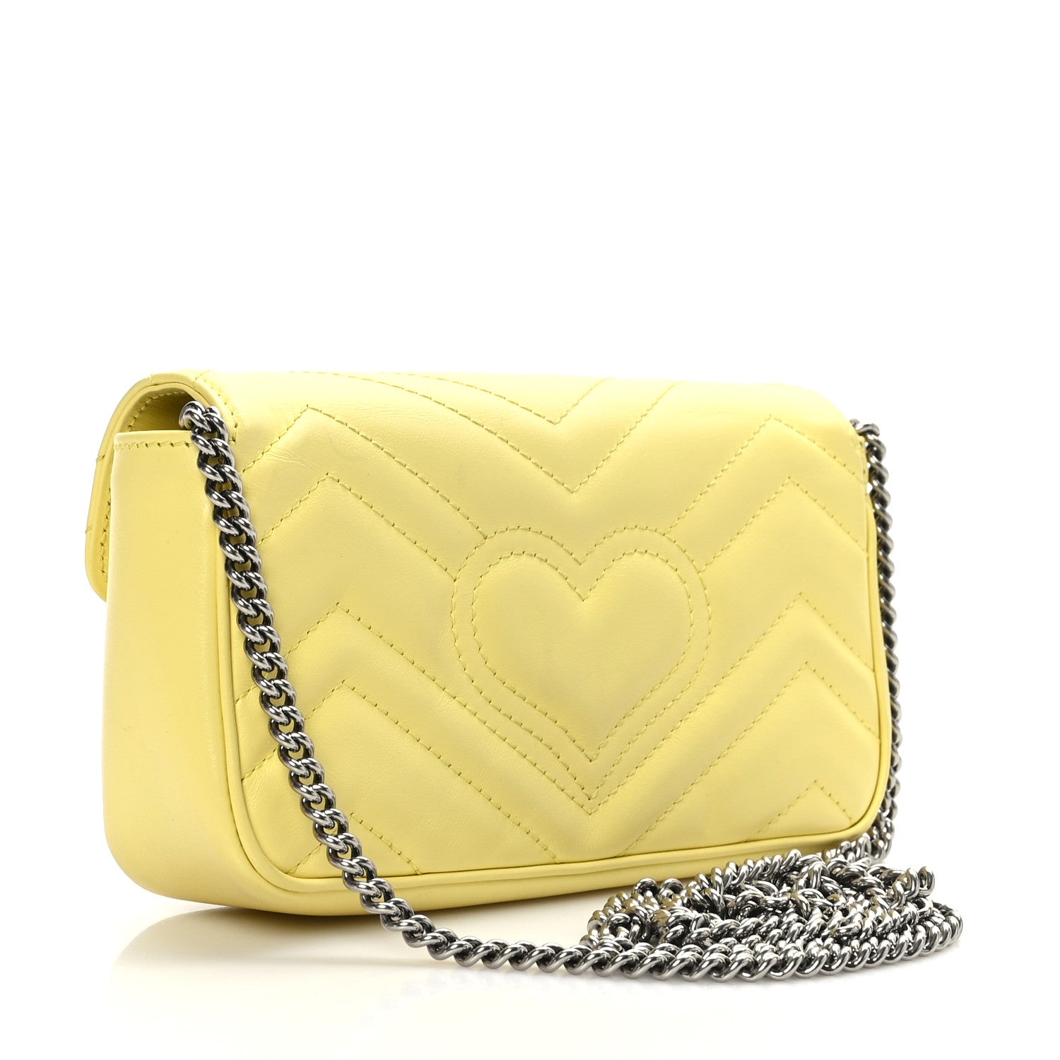Gucci Calfskin Matelasse Super Mini GG Marmont Shoulder Bag Banana 3 of 9