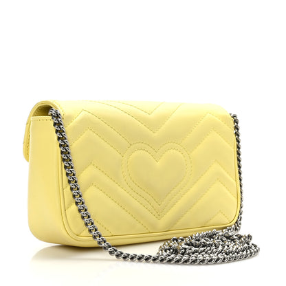 Gucci Calfskin Matelasse Super Mini GG Marmont Shoulder Bag Banana 3 of 9