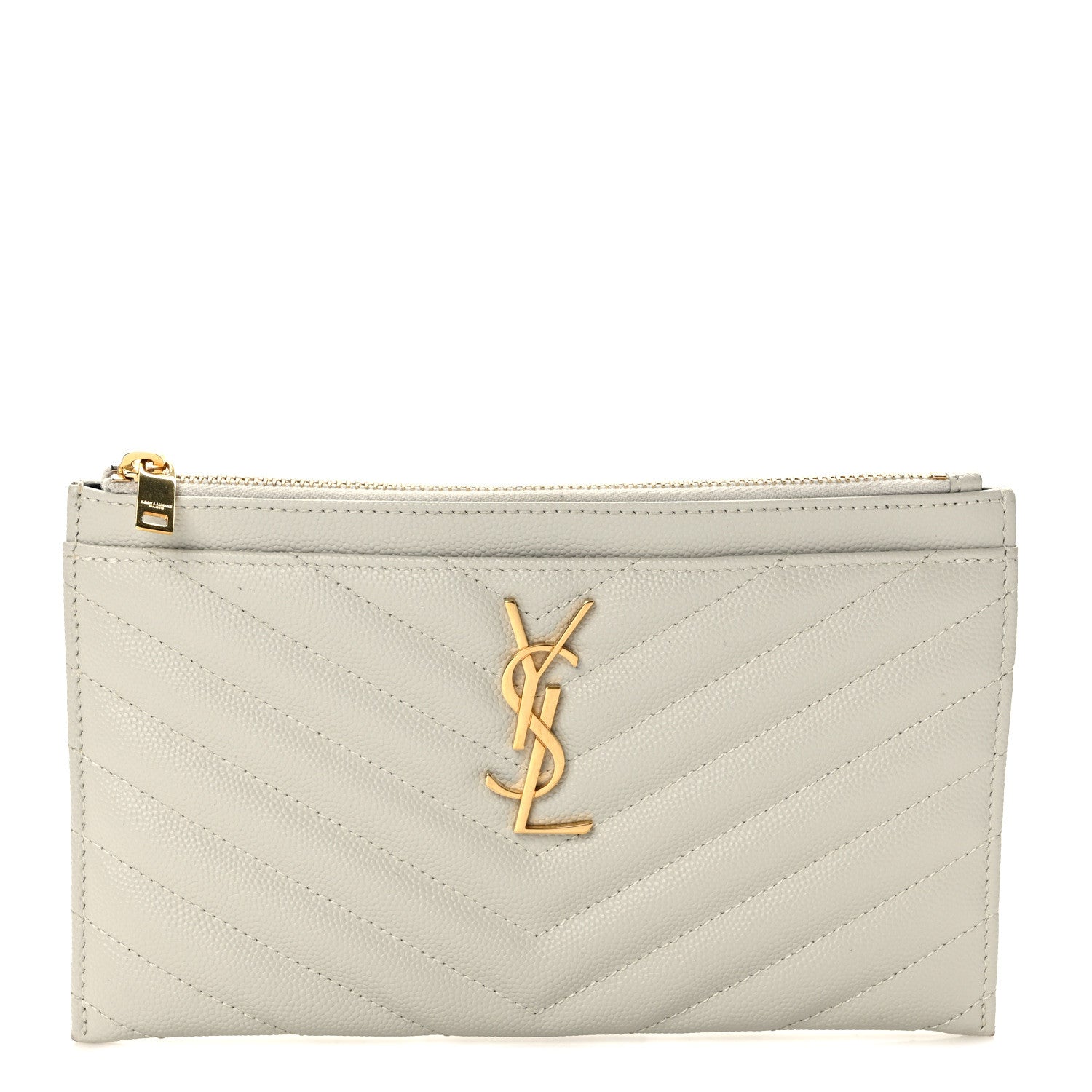 Saint Laurent Grain De Poudre Chevron Monogram Bill Pouch Crema Soft 1 of 9