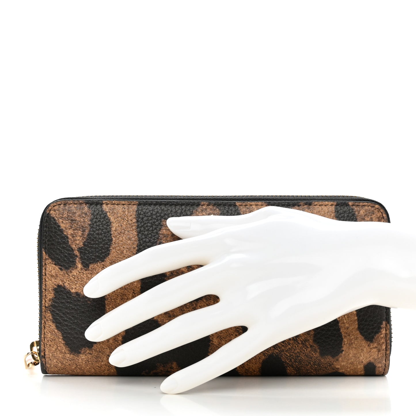 Calfskin Empire Leopard Panettone Zip Around Wallet Brown