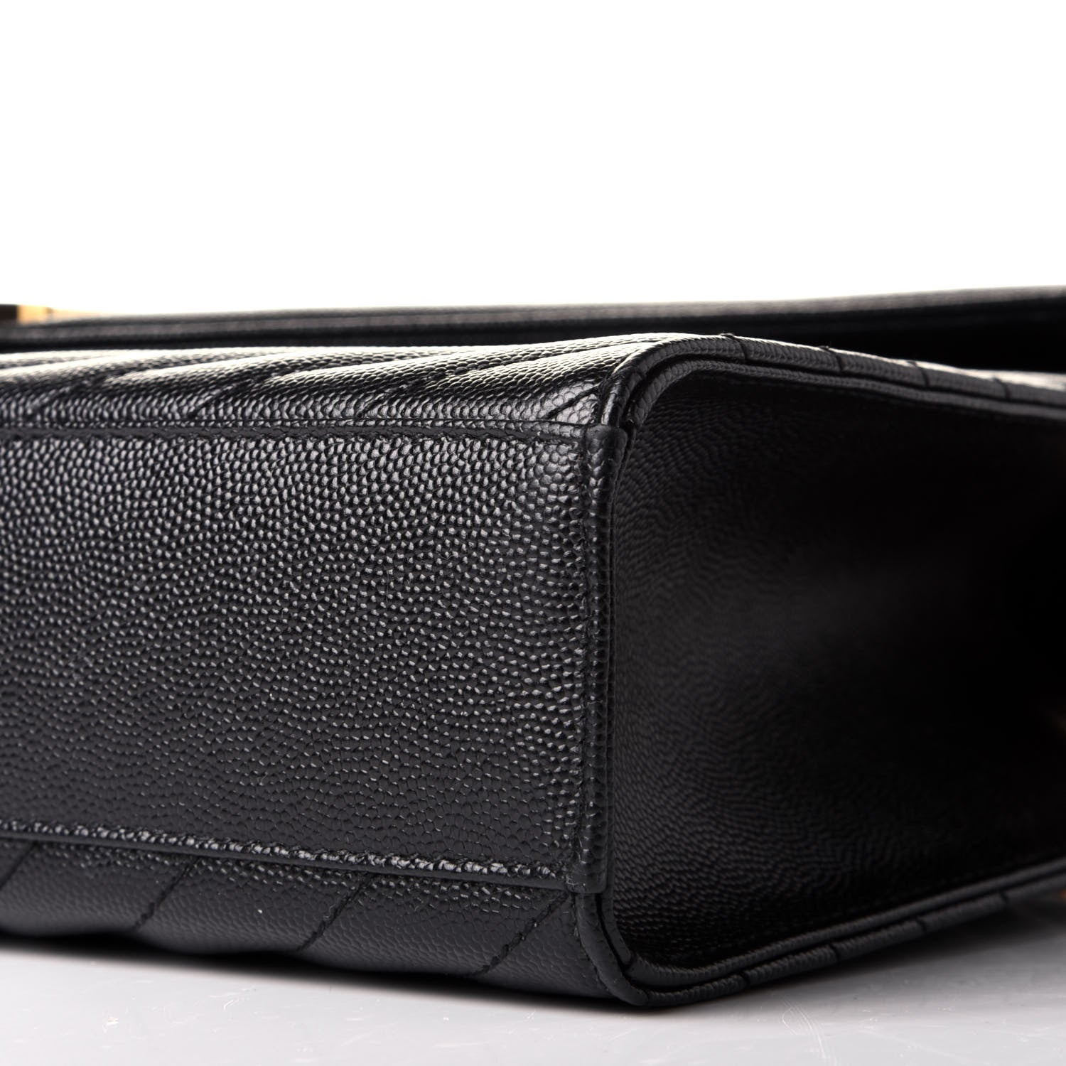 Saint Laurent Grain De Poudre Matelasse Chevron Large Monogram Satchel Black 8 of 8