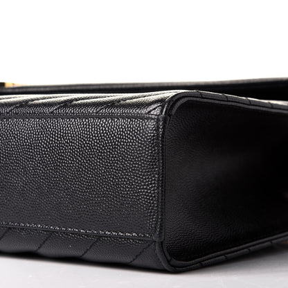 Saint Laurent Grain De Poudre Matelasse Chevron Large Monogram Satchel Black 8 of 8