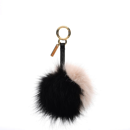 Fendi Fox Fur Pom Pom Bag Charm Black White 3 of 6