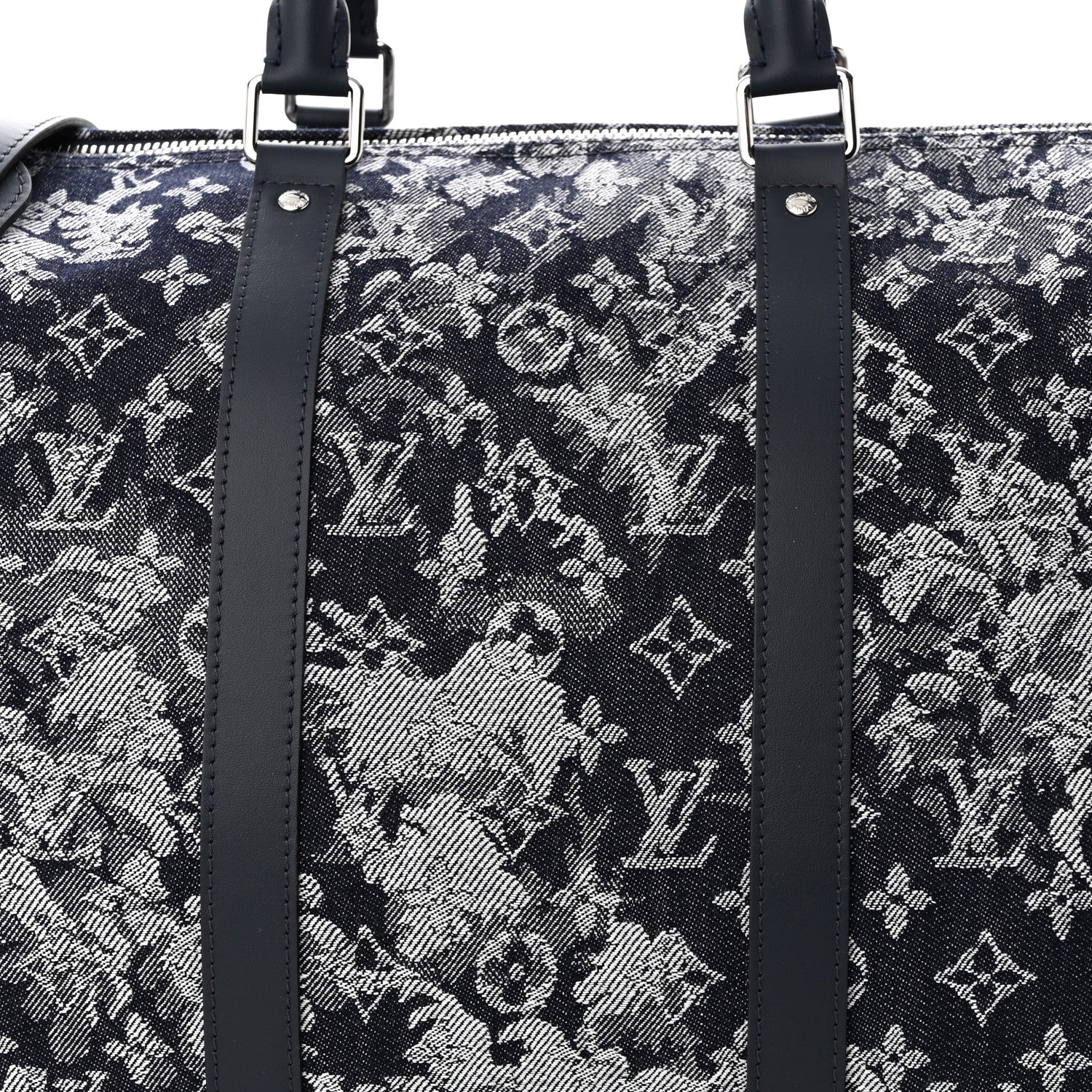 Louis Vuitton Monogram Tapestry Keepall Bandouliere 50 Bleu 8 of 10