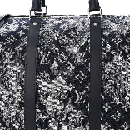Louis Vuitton Monogram Tapestry Keepall Bandouliere 50 Bleu 8 of 10