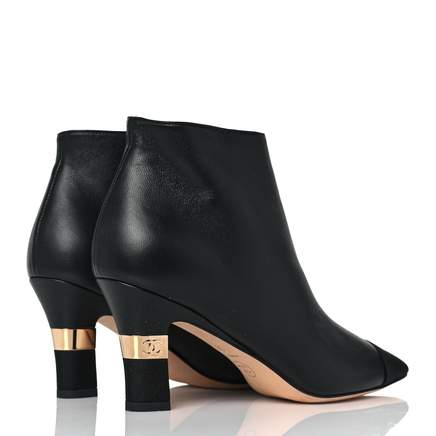 Chanel Lambskin Grosgrain Cap Toe Short Ankle Boots 36 Black 4 of 8