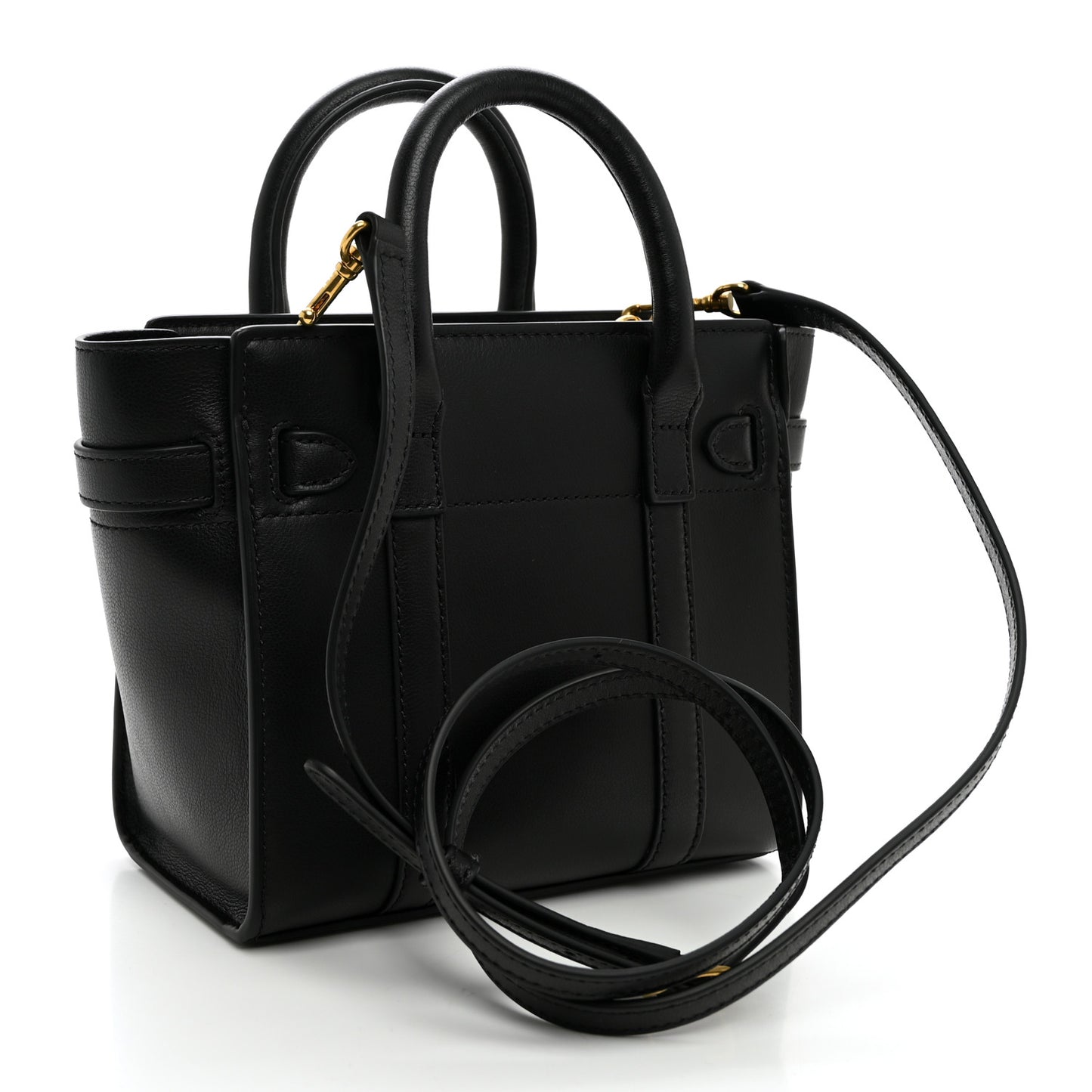Silky Calfskin Micro Bayswater Zip Tote Black