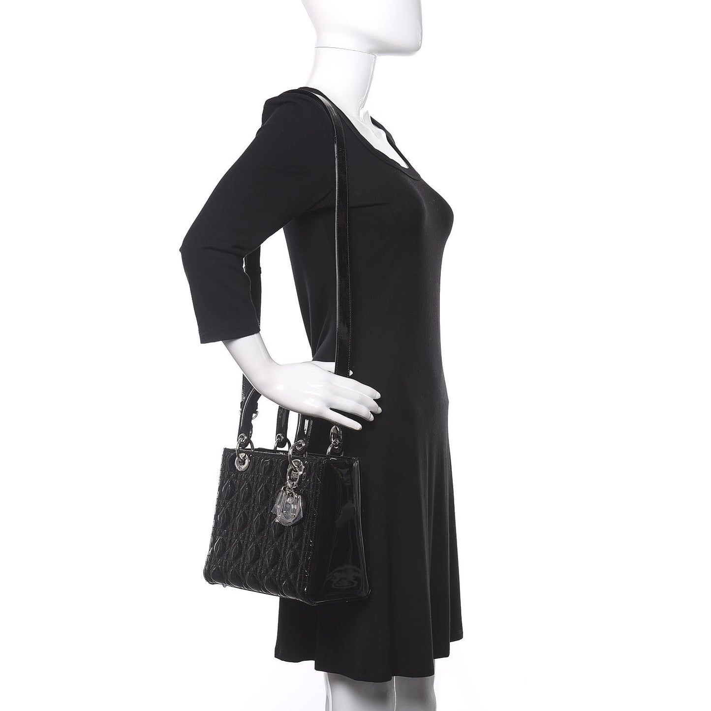 Patent Cannage Medium Lady Dior Black