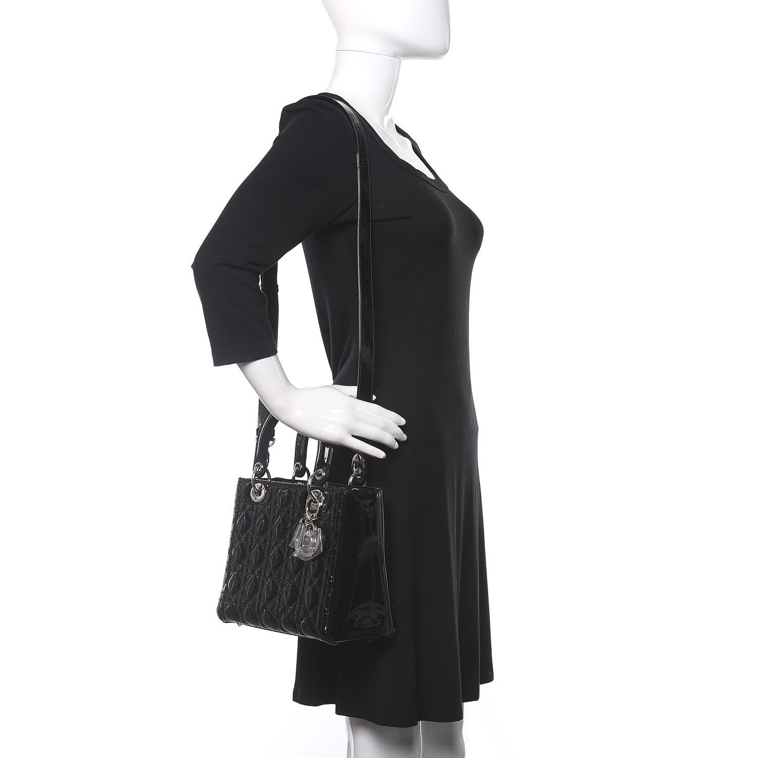 Christian Dior Patent Cannage Medium Lady Dior Black 2 of 9