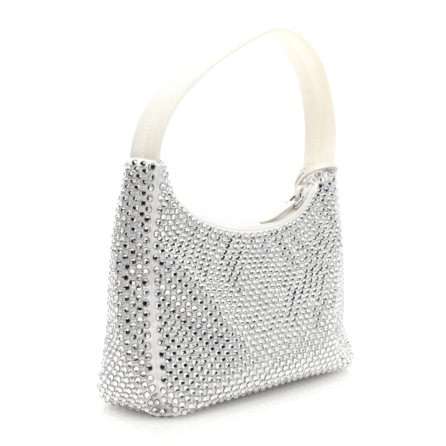 Prada Satin Crystal Mini Re-Edition 2000 Bag White 3 of 9