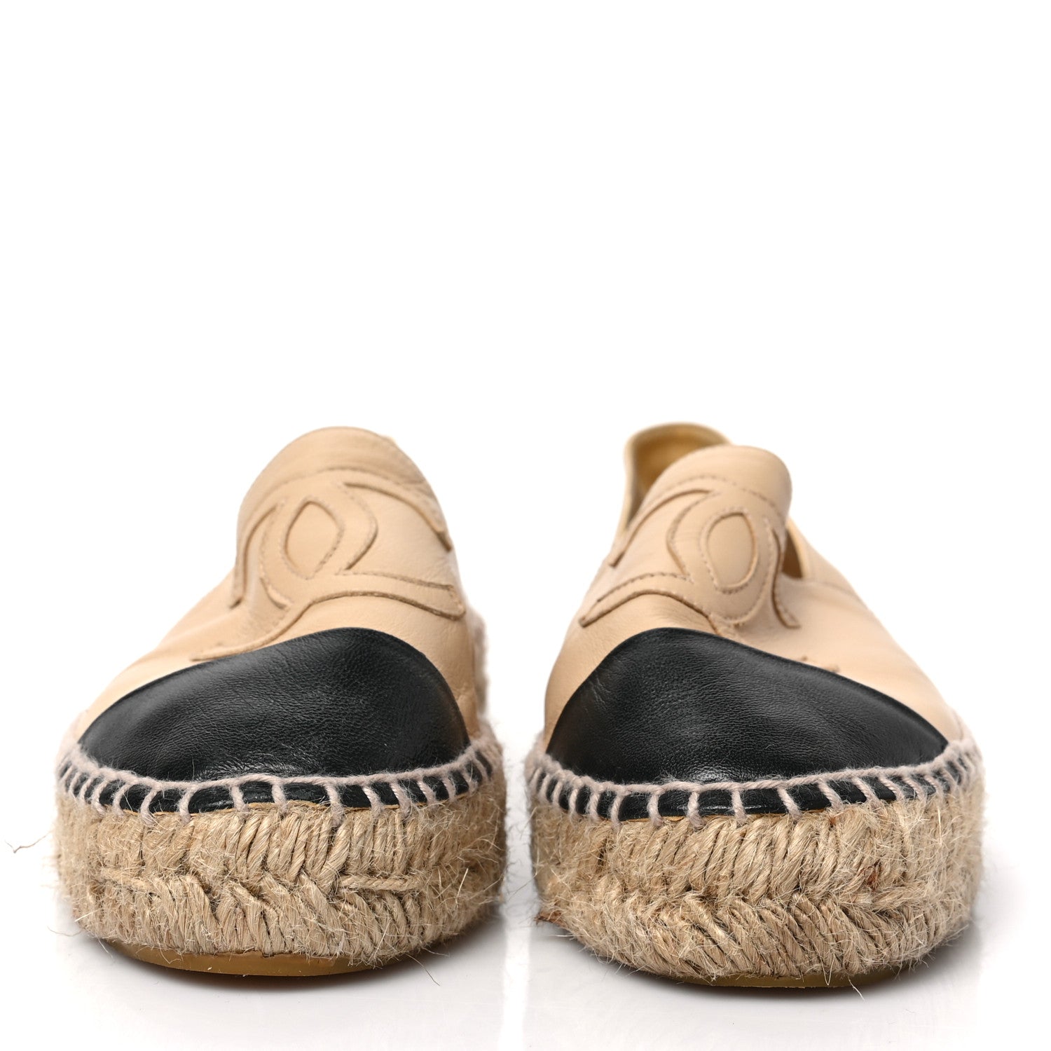 Chanel Lambskin CC Espadrilles 36 Beige Black 2 of 8