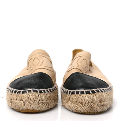 Chanel Lambskin CC Espadrilles 36 Beige Black 2 of 8