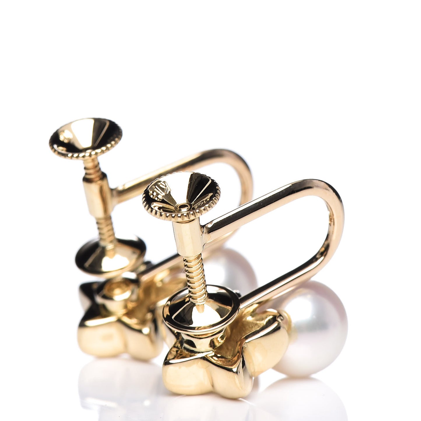 18K Yellow Gold Akoya Pearl 6.5mm Star Screw Back Earrings