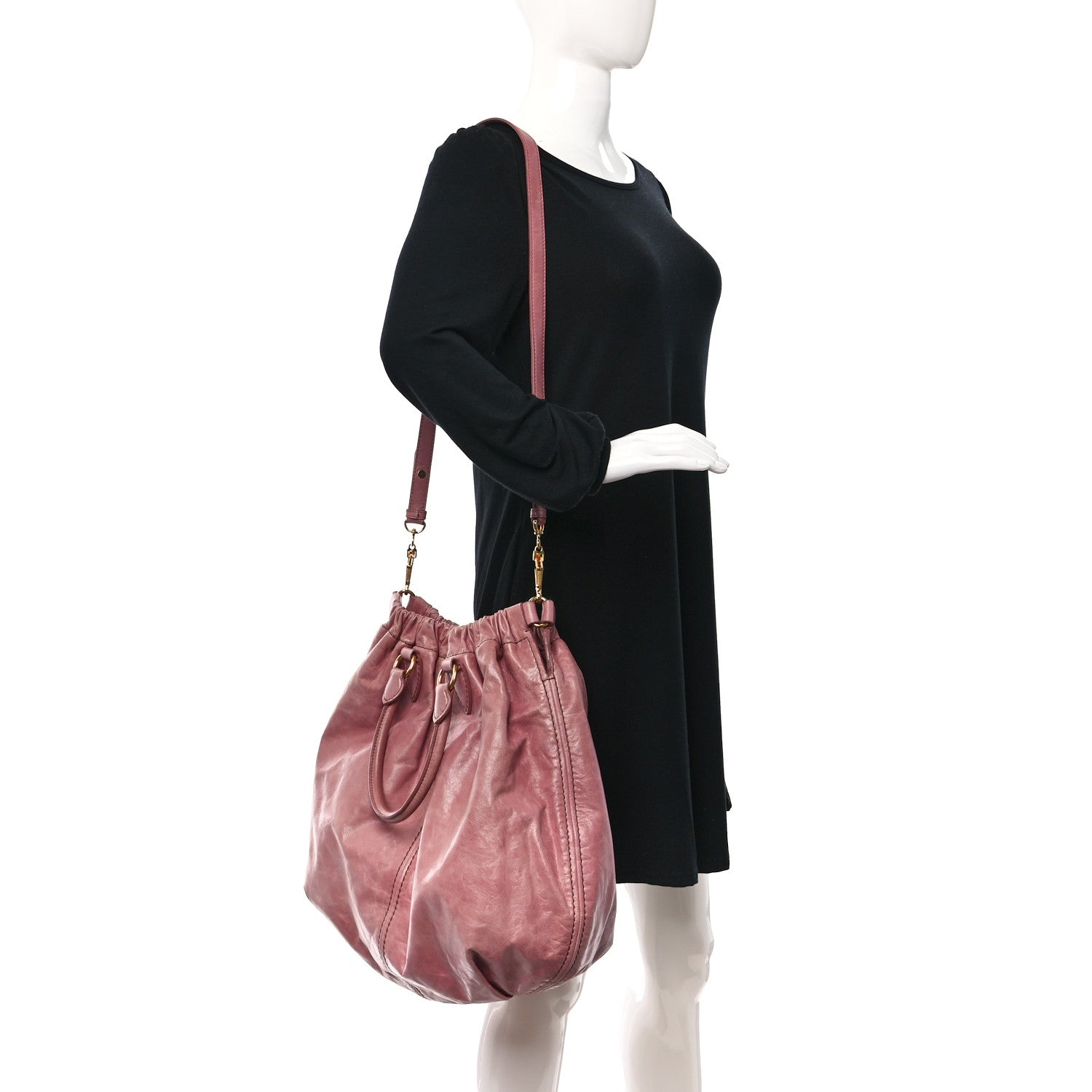 Miu Miu Vitello Shine Shopping Tote Loto 2 of 9