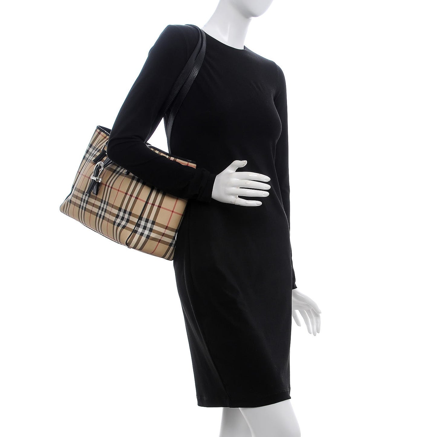 House Check Buckle Tote Black