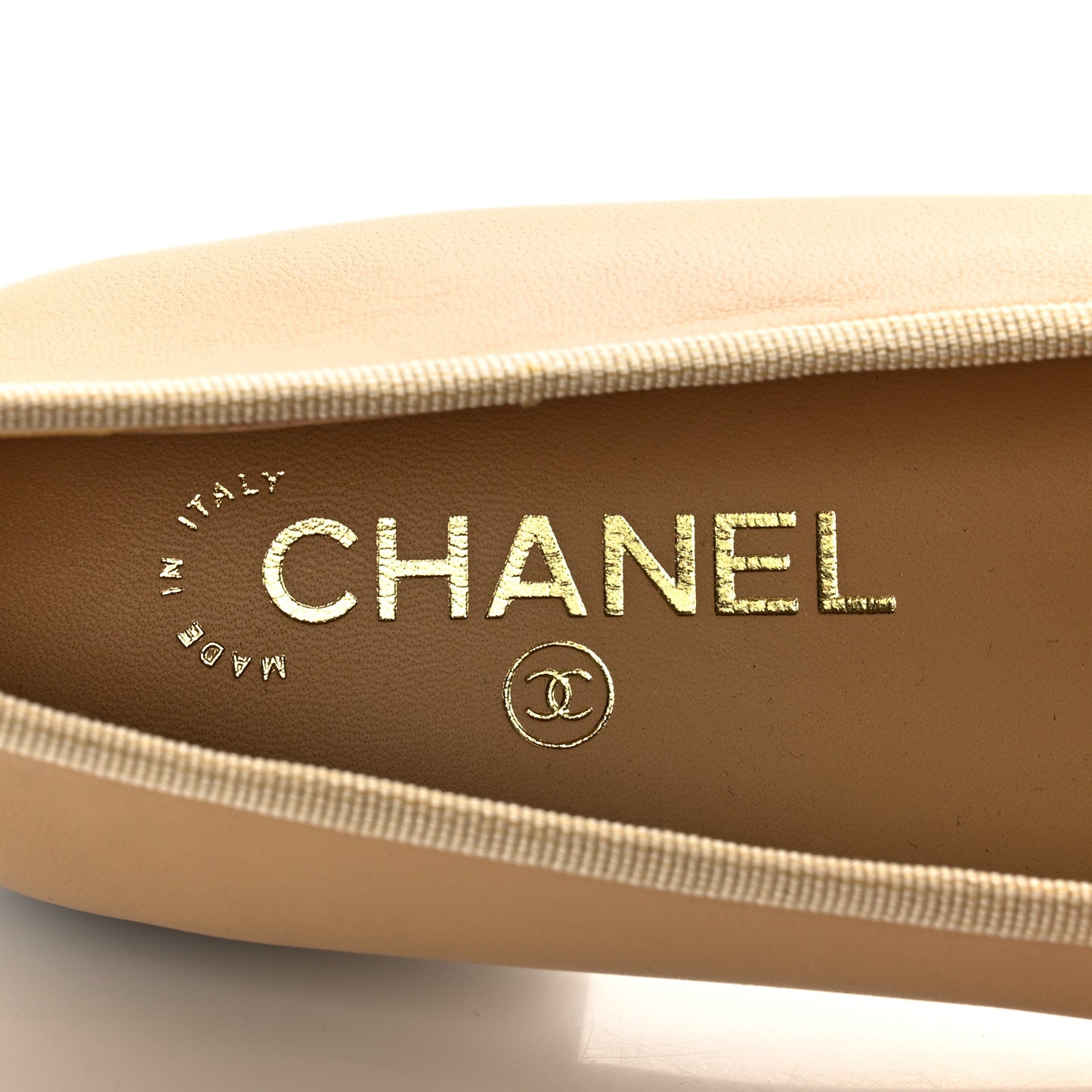 Lambskin Cap Toe CC Ballerina Flats 37.5 Beige Black