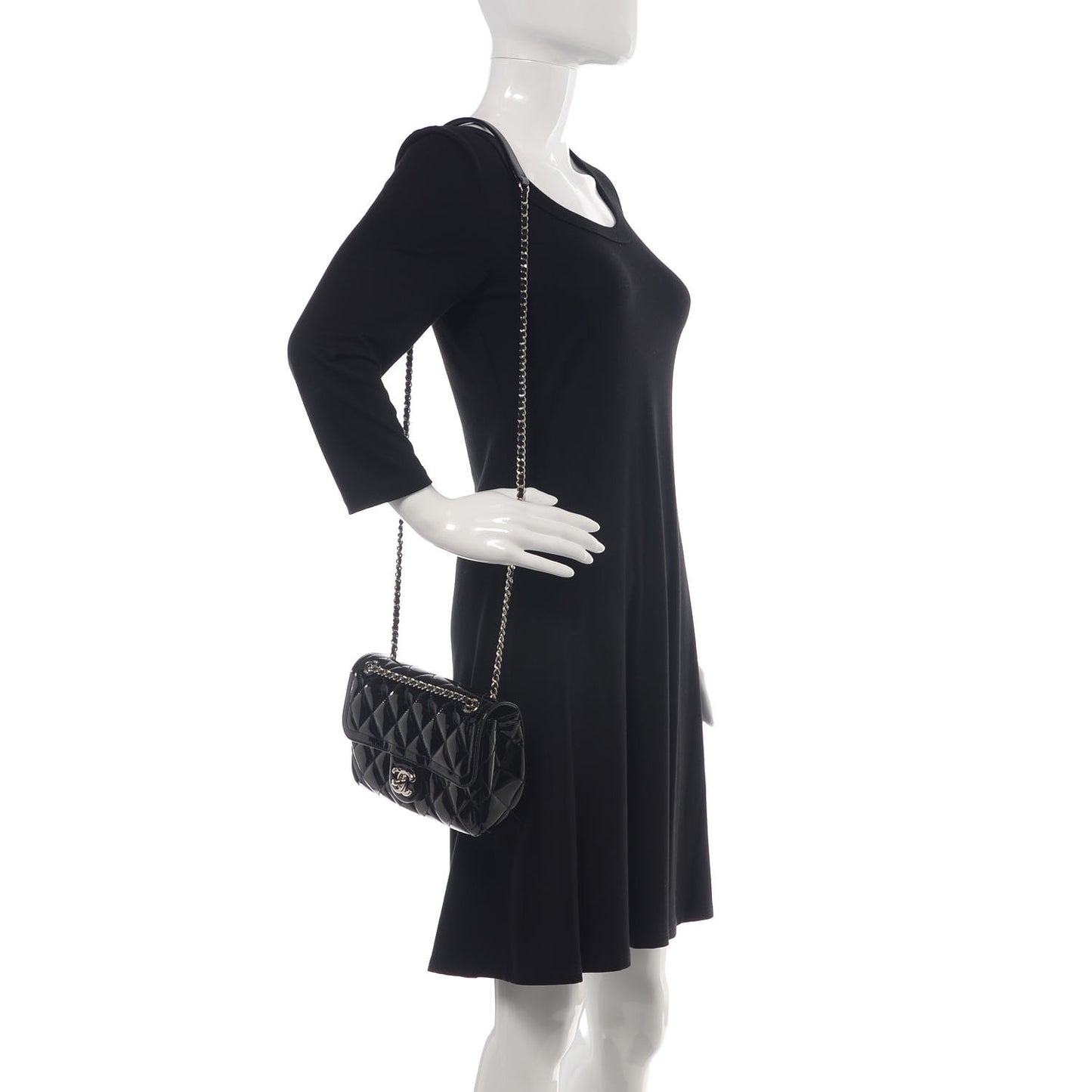 Patent Quilted Small Coco Shine Flap Black