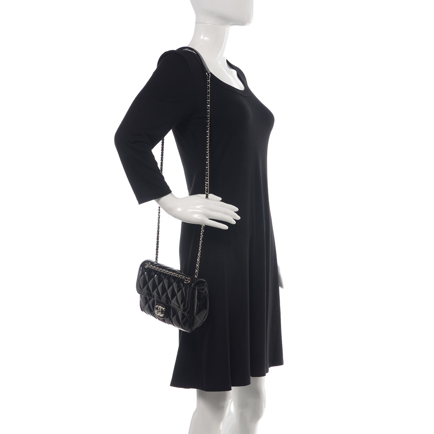 Chanel Patent Quilted Small Coco Shine Flap Black 2 of 11