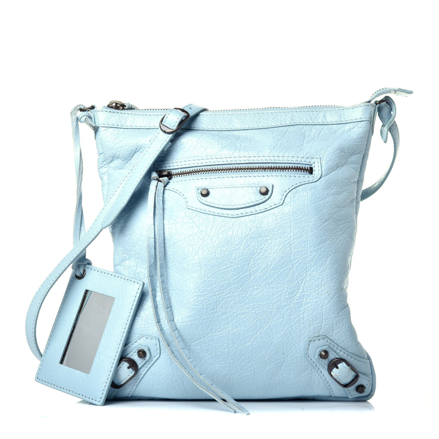 Balenciaga Agneau Classic Hardware Flat Crossbody Bleu Dragee 1 of 9