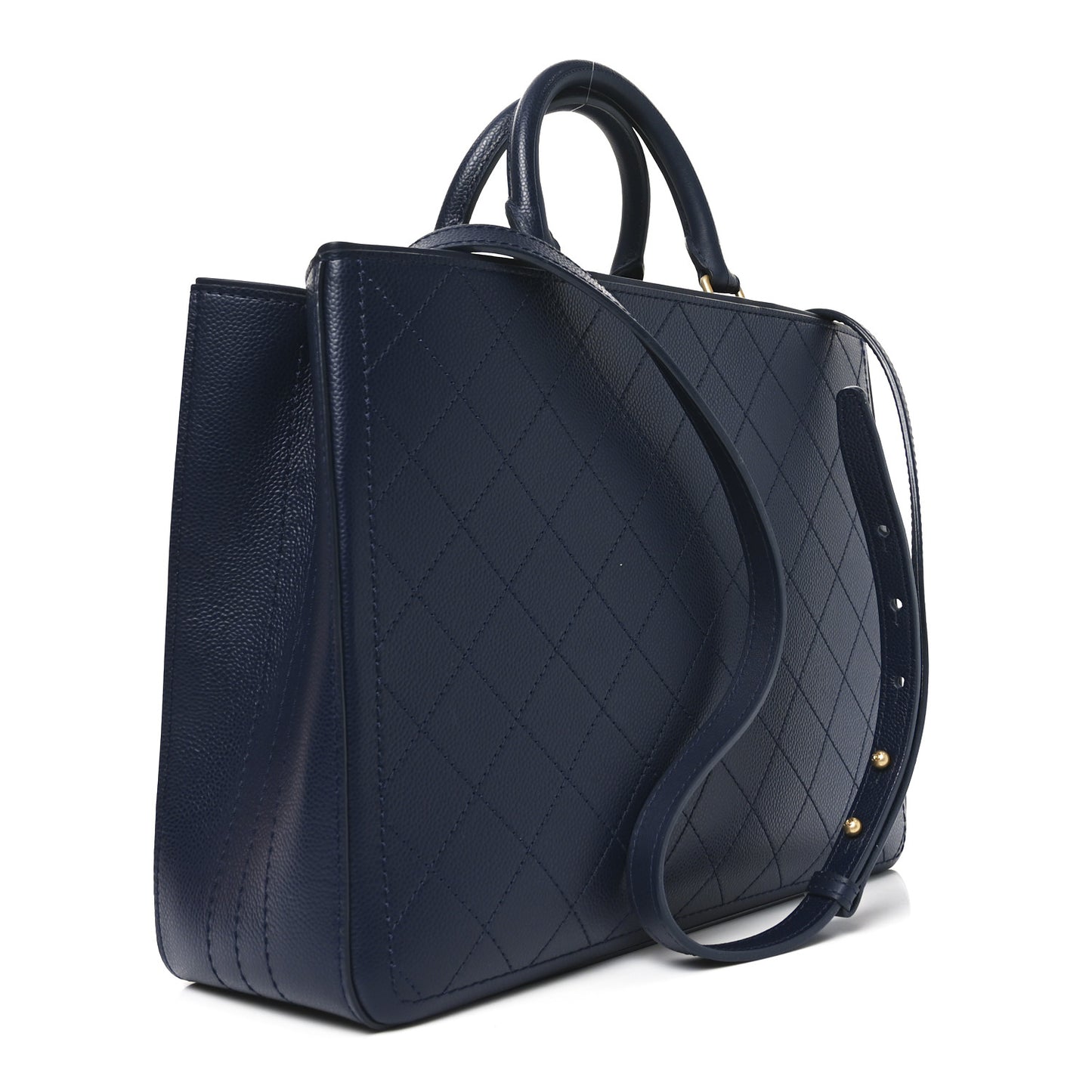 Bullskin Stitched Bi-Color Large Shopping Tote Blue