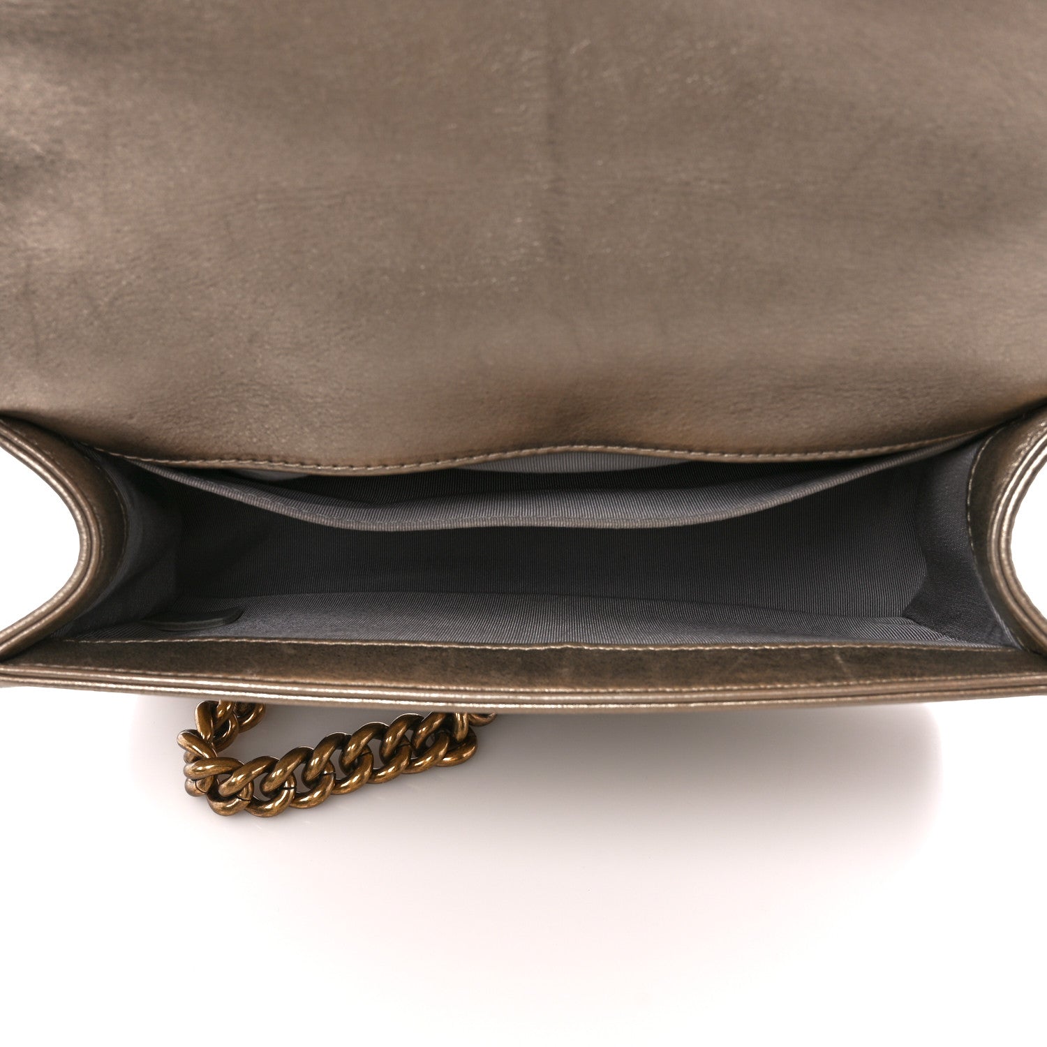 Chanel Metallic Calfskin Quilted Medium Boy Flap Khaki 5 of 10