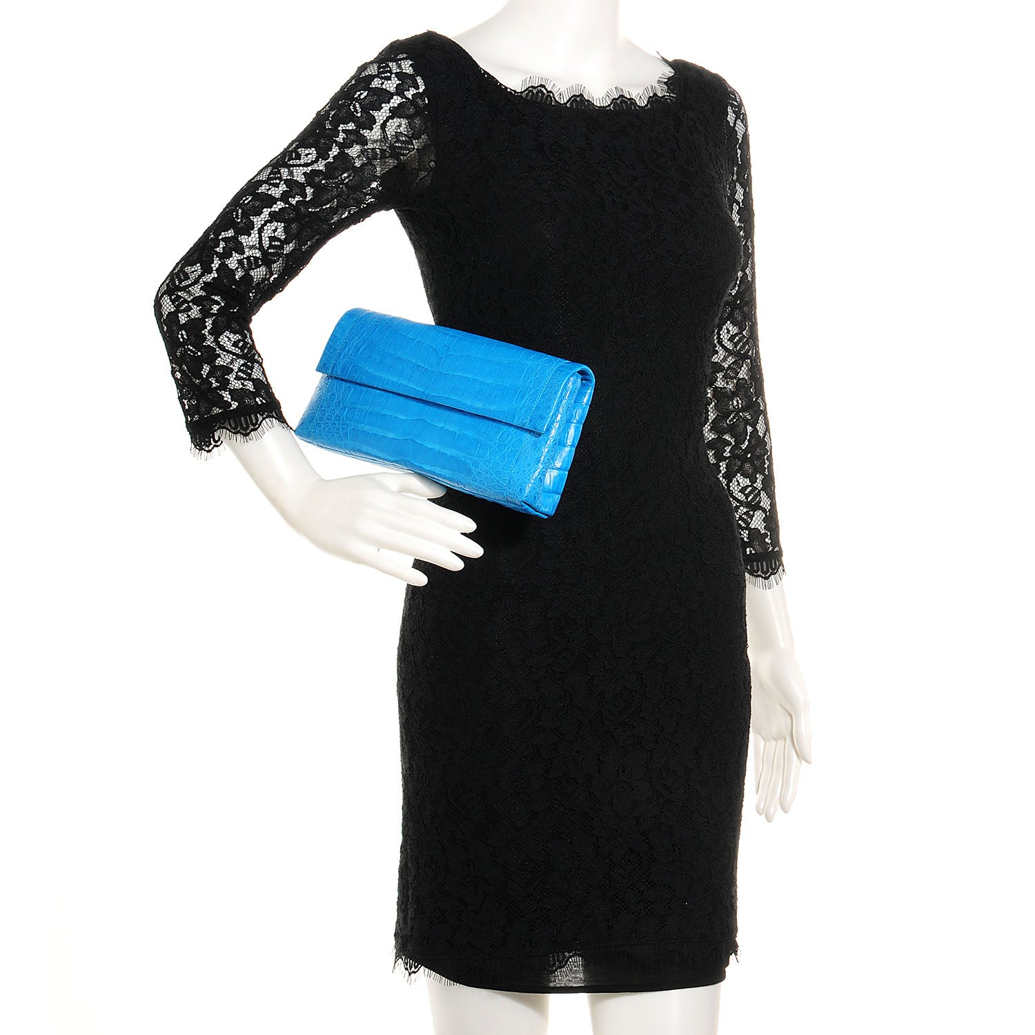 Nancy Gonzalez Crocodile Gotham Flap Clutch Ocean Blue 2 of 7
