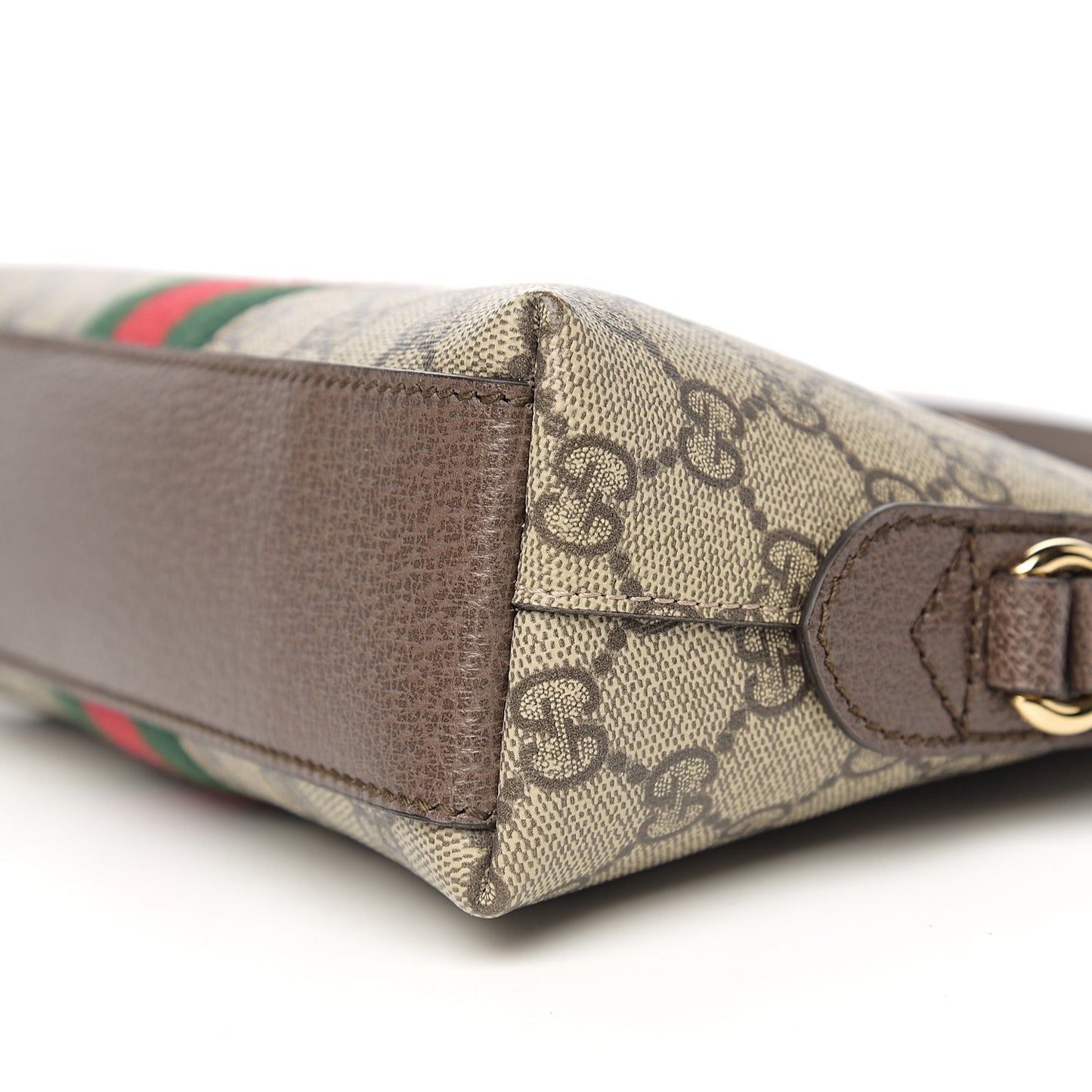 GG Supreme Monogram Textured Dollar Calfskin Web Small Ophidia Dome Shoulder Bag Beige Ebony New Acero