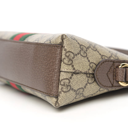 Gucci GG Supreme Monogram Textured Dollar Calfskin Web Small Ophidia Dome Shoulder Bag Beige Ebony New Acero 8 of 10