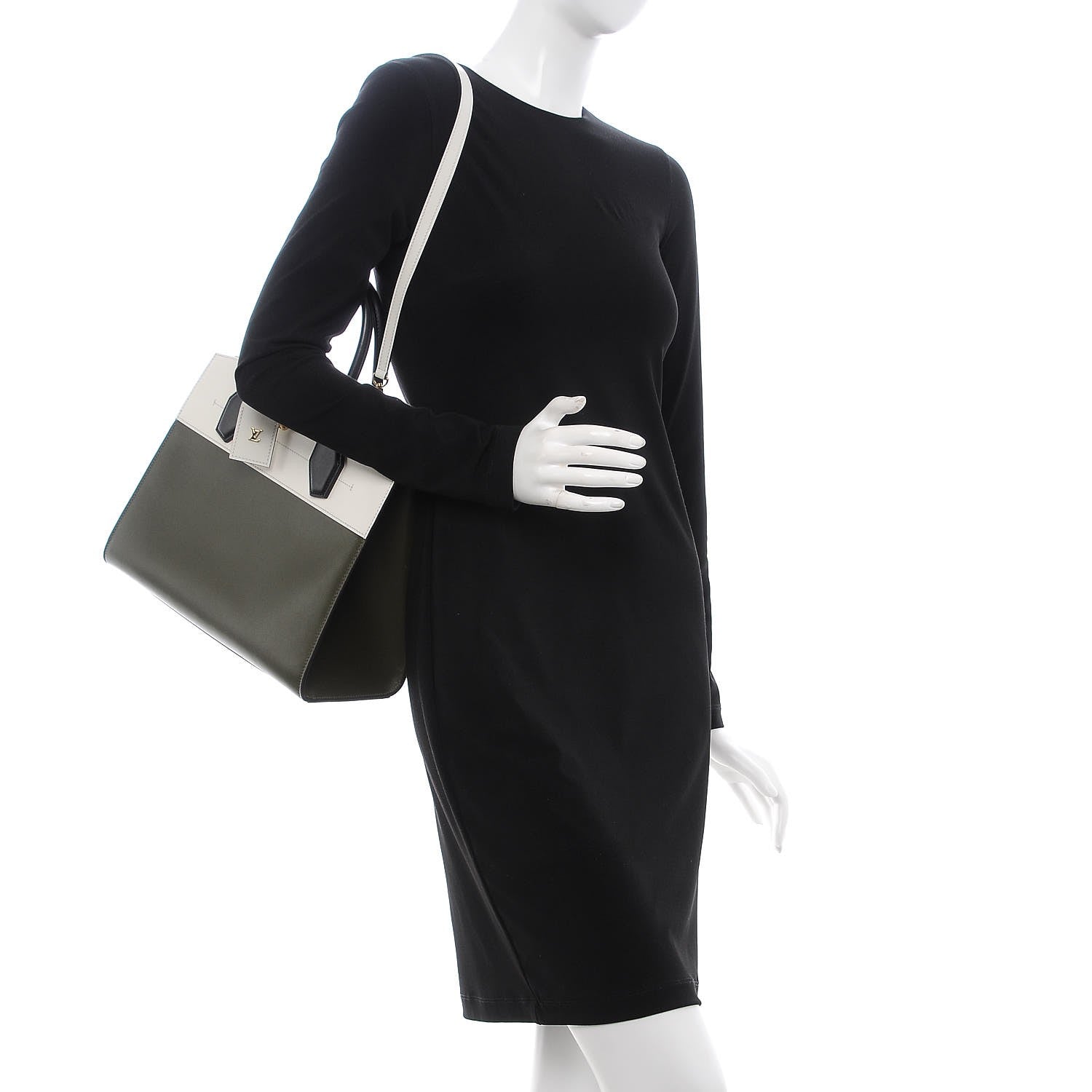 Louis Vuitton Calfskin City Steamer MM Kaki White 2 of 9
