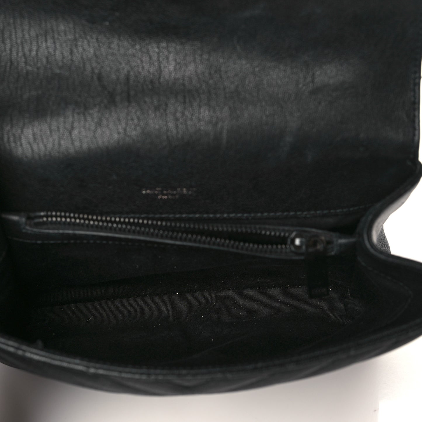 Sheepskin Matelasse Chevron Monogram Monochrome Medium College Bag Black