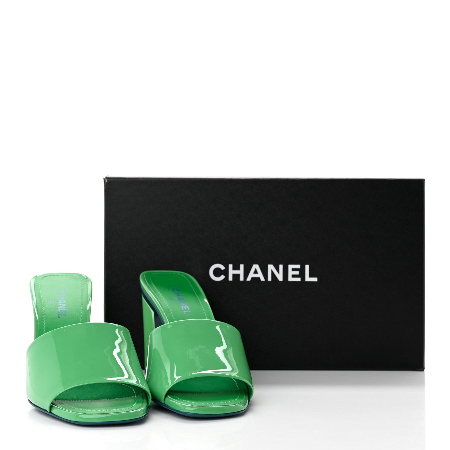 Chanel Patent CC Mules 36 Green Turquoise 10 of 10