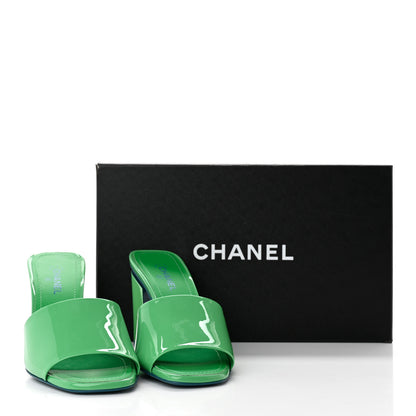 Chanel Patent CC Mules 36 Green Turquoise 10 of 10