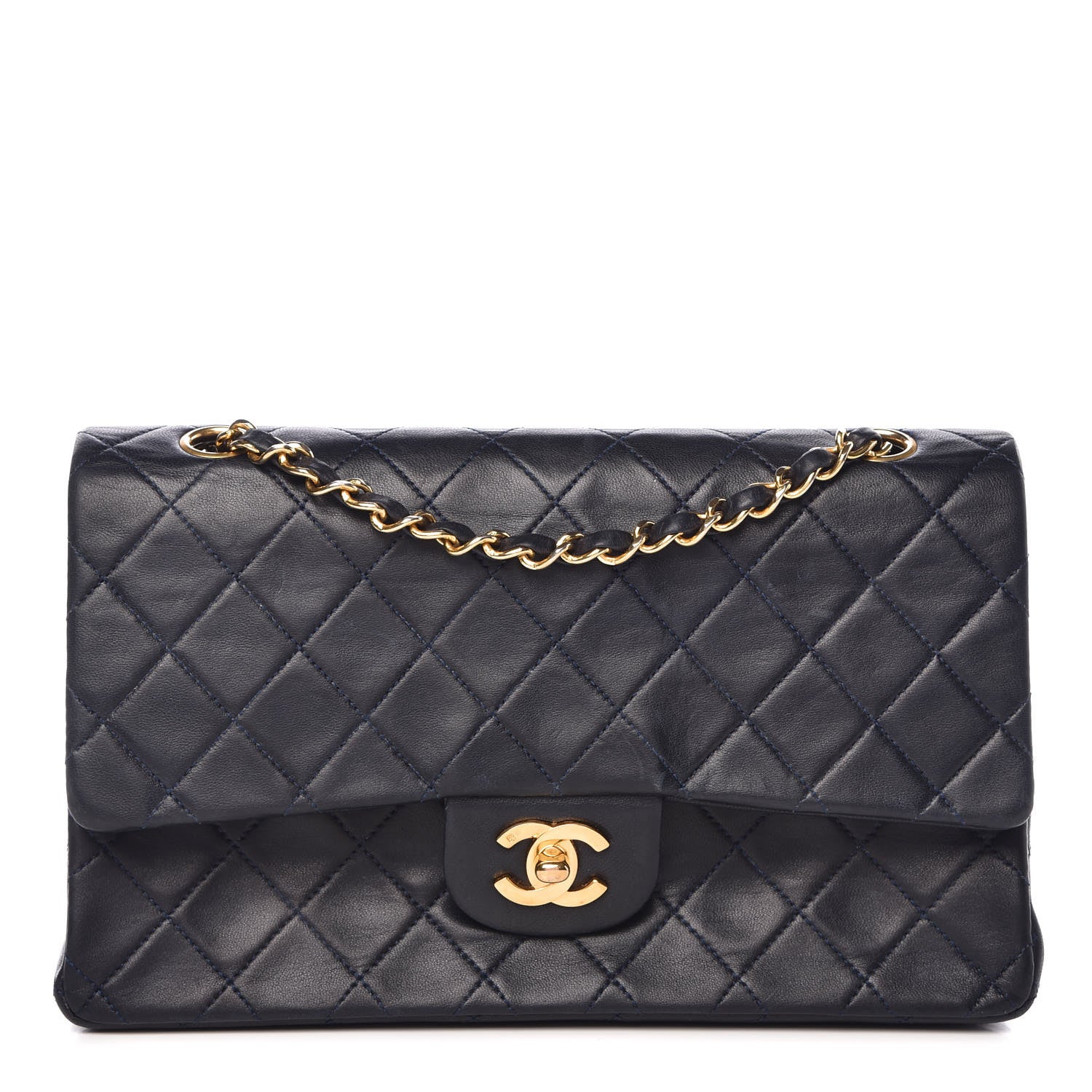 Chanel Lambskin Quilted Medium Double Flap Navy 1 of 16